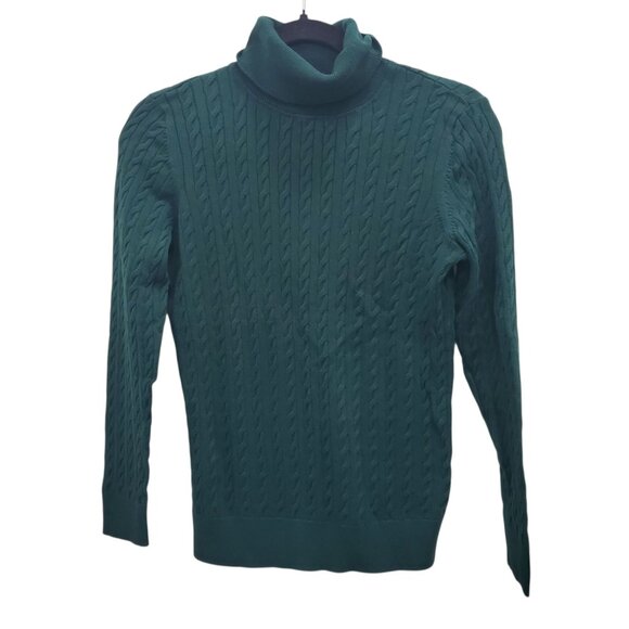 Talbots Petite Hunter Light Cable Knit Long Sleeve‎ Cotton Turtleneck Sweater SP - Picture 1 of 6